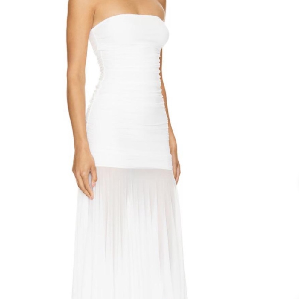 Revolve midi white dress with sheer bottom